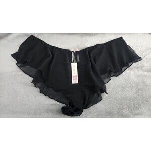 Adore Me Womens 2X Black Graciela Cheeky Flutter Panty NWT
